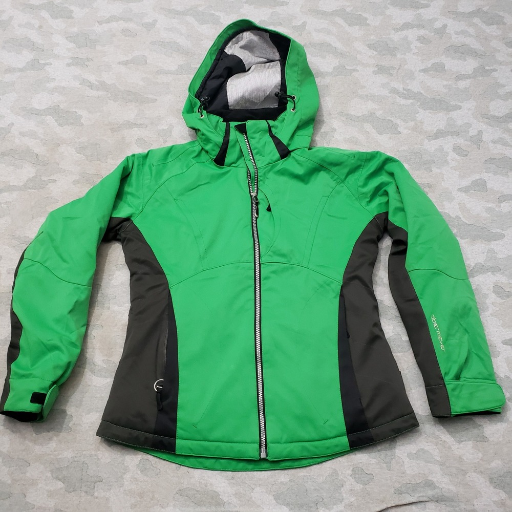 Obermeyer Ski Jacket Women 4 Green Full Zip Hooded Insulated